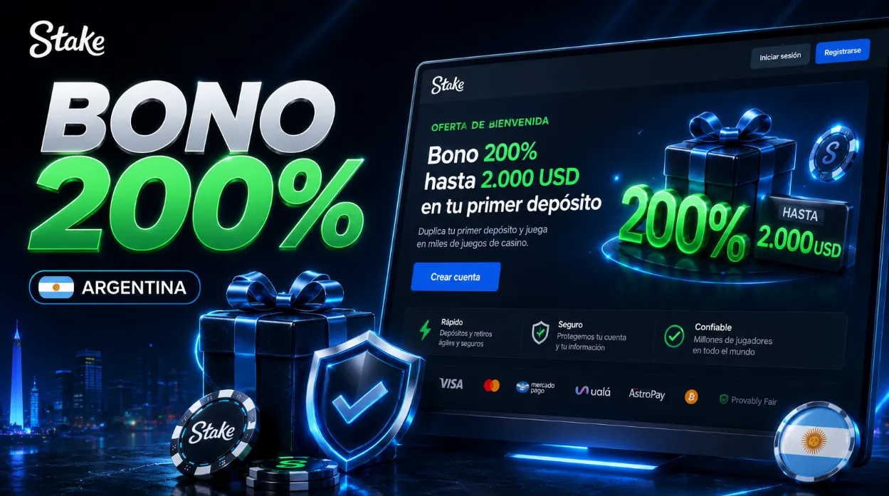 Stake Casino con Bono de Bienvenida Rakeback y Club VIP para Argentina